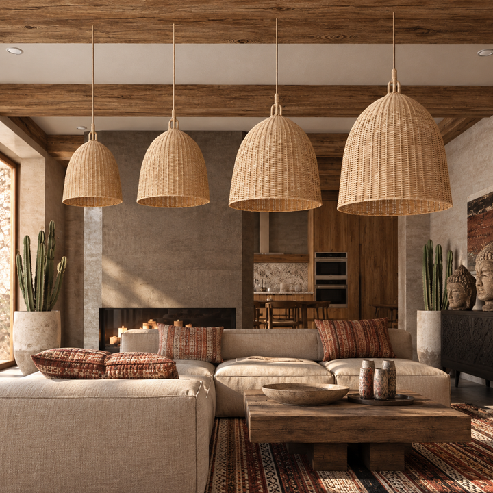Lampe suspension osier cloche
