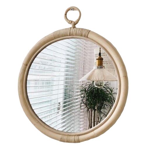 Miroir en osier rond