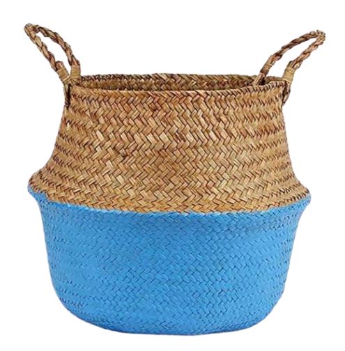 panier osier rond tendance bleu