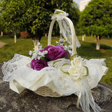 grand panier osier blanc mariage