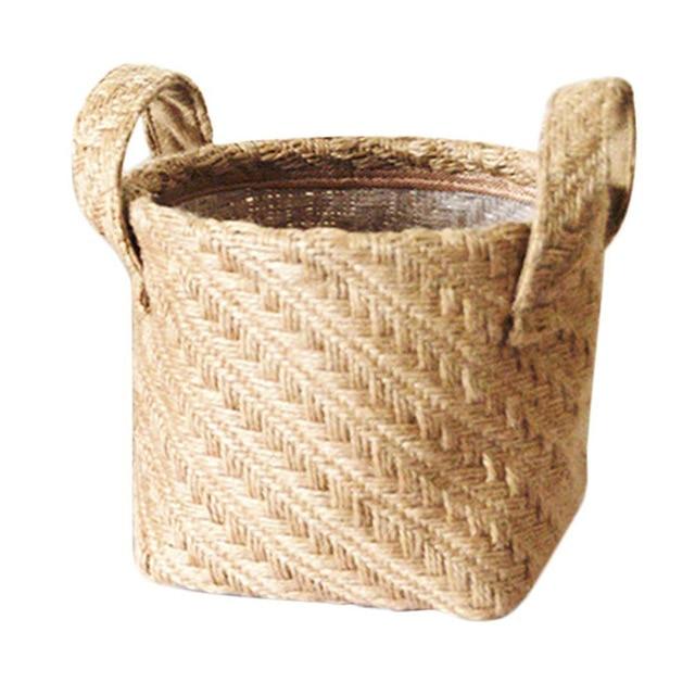 Panier de rangement en rotin naturel anses en cuir petit modèle - Medina | Maison