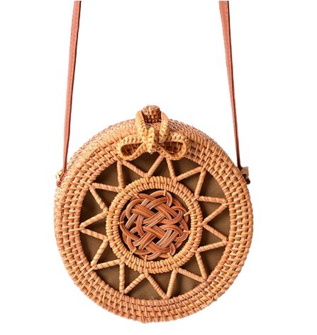 Sac bandoulière rond en osier