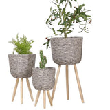 cache-pot osier sur-pieds gris