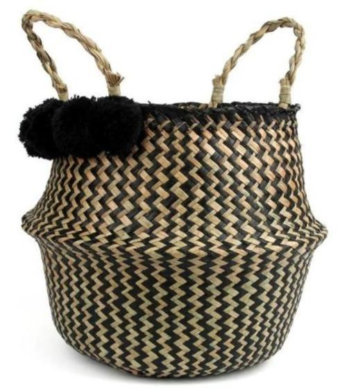Panier osier rond noir