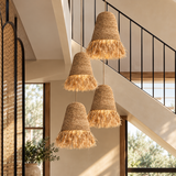 Lampe osier à franges