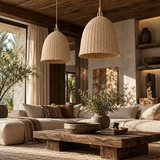 Lampe suspension osier cloche