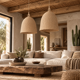 Lampe suspension osier cloche