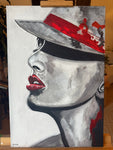 Peinture Aquarelle La Femme au Chapeau Rouge
