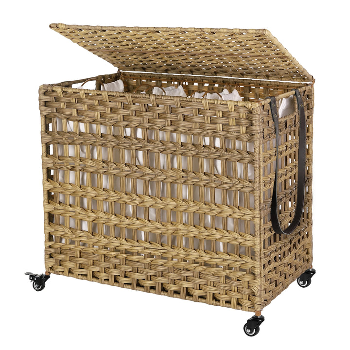 Grand panier à linge osier tressé