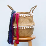 panier vannerie rond blanc