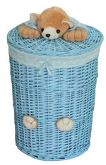 Panier à linge vannerie bleu