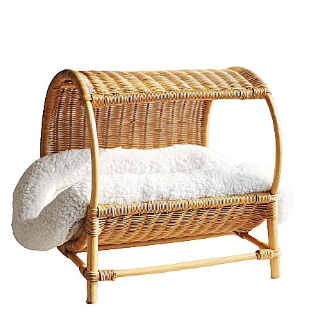 Lit panier osier chat