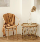 Table basse bois et vannerie