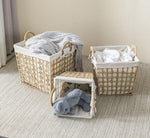 lot de paniers à linge en osier taupe