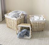 lot de paniers à linge en osier taupe