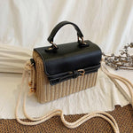 sac en osier vintage noir