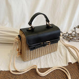 sac en osier vintage noir