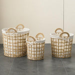 lot de panier à linge en osier naturel rond