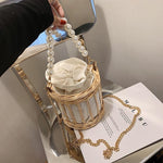 Sac Rond Osier Perles