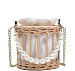 Sac rond osier perles