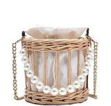 Sac rond osier perles
