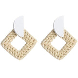 boucles d'oreilles carré osier blanc 