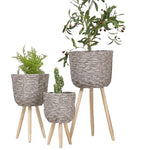cache-pot osier sur-pieds gris