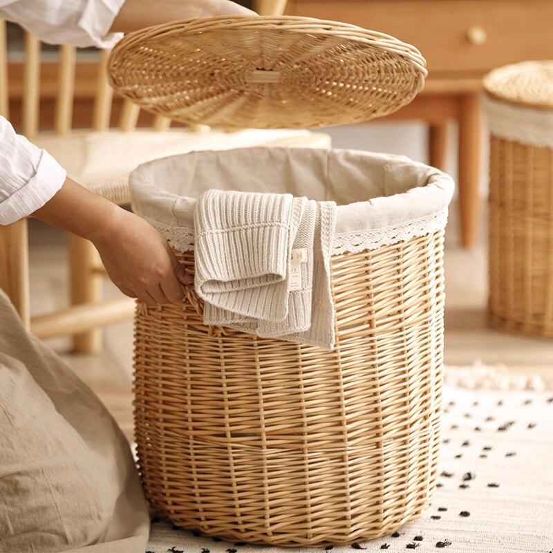 Panier à Linge en Osier avec Couvercle