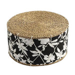 pouf osier noir rond