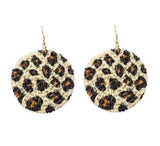 boucles d'oreilles en rotin léopard